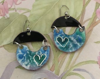 Enameled Copper Earrings