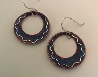Enameled Copper Earrings