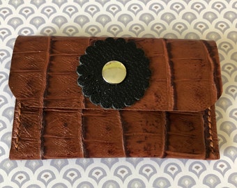 Gator Embossed Leather Change or Card Holder