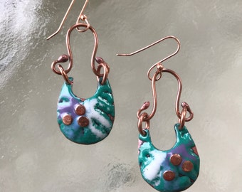 Enameled Copper Earrings