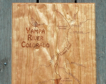 RIVER MAP PLAQUES 5x7, 6x12, 8x10, 9x12.  Personalized, Custom  Laser Engraved Gift. 500+ Pre-designed Lake or River Map Choices. Wood