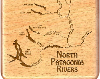 NORTH PATAGONIA RIVER Map Fly Box - Handcrafted, Custom Designed, Laser Engraved. Includes Name, Inscription,Artwork. Fly Fishing Argentina