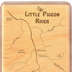 Personalized Little Pigeon River Lakes Map Fly Box
