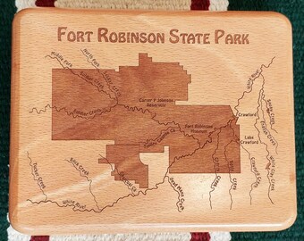 WHITE RIVER Map Fly Box - Personalized Custom Engraved Gift. Includes Name, Inscription, Artwork. Fly Fishing Fort Robinson State Park NE