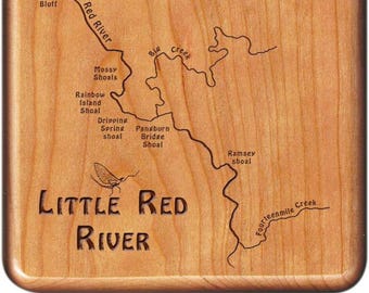 Little Red River Map Custom Fly Box - Handcrafted, Custom Designed, Laser Engraved. Includes Name, Inscription, Artwork.  Fly Fishing AR