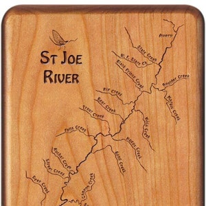 SAINT JOE-Chatcolet Lake River Map Fly Box- Handcrafted, Custom Designed, Laser Engraved. Includes Name,Inscription,Artwork. FlyFishingIdaho