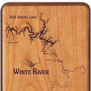 White River Bull Shoals Custom Fly Box - Handcrafted, Custom Designed, Laser Engraved. Includes Name, Inscription, Artwork.  Fly Fishing AR