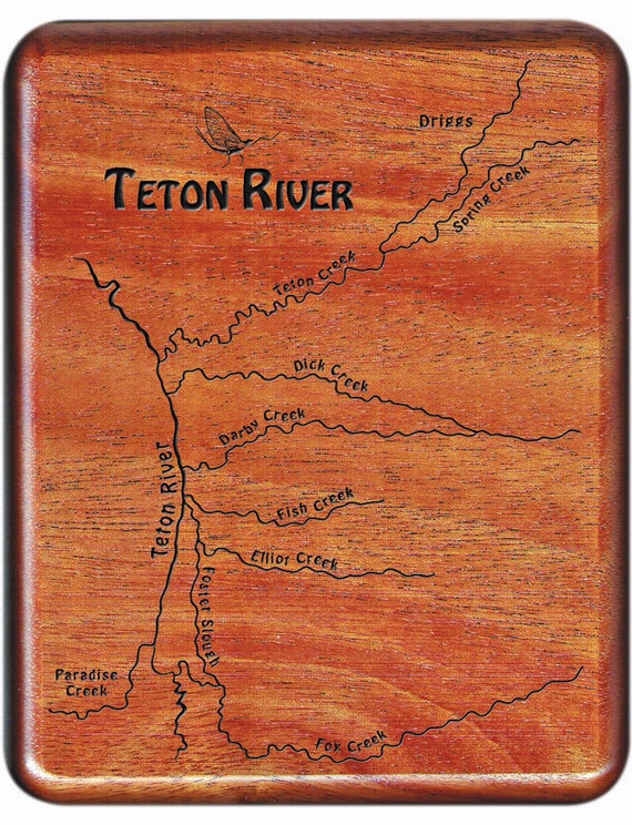 TETON RIVER Map Fly Box -handcrafted, Custom Designed, Laser TETON RIVER Map Fly Box -handcrafted, Custom Designed, Laser