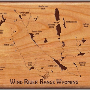 WIND RIVER RANGE River Map Fly Box- Handcrafted, Custom Designed, Laser Engraved. Includes Name, Inscription, Artwork. Fly Fishing Wyoming.