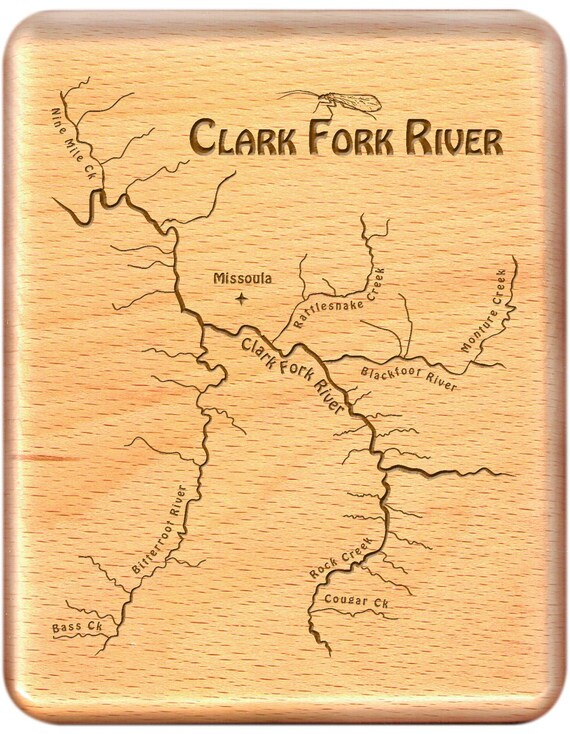 Clark Fork River Map Clark Fork River Map Fly Box Personalized Custom Laser - Etsy Singapore
