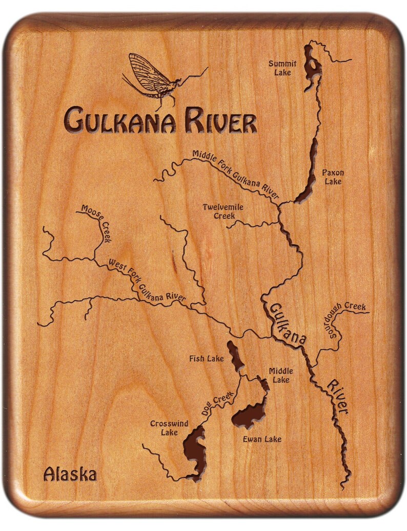 GULKANA RIVER Map Fly Box. Personalized Handcrafted Custom Etsy