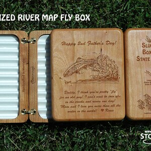 River Map Fly Box HENRYS LAKE Handcrafted, Custom Designed, Laser Engraved. Includes Name, Inscription, Artwork. Fly Fishing Idaho. image 4