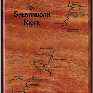 SHENANDOAH River Map Fly Fishing Fly Box - Custom Engraved and Personalized With Name, Inscription, and Choice of Artwork. Fly Fishing WV/VA