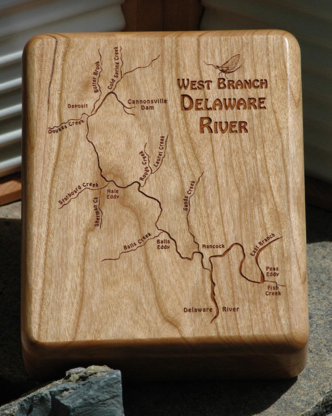 WEST BRANCH DELAWARE River Map Fly Box Personalized Custom Fly Box