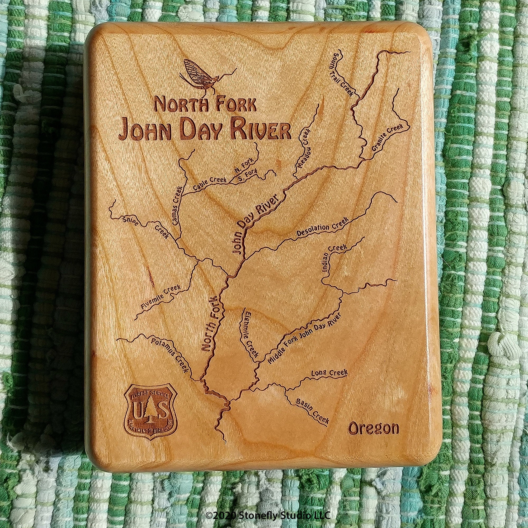 JOHN DAY North Fork River Map Fly Box -Personalized, Custom Laser Engraved  Handcrafted Gift. Includes Name, Inscription, Art. Fly Fishing OR