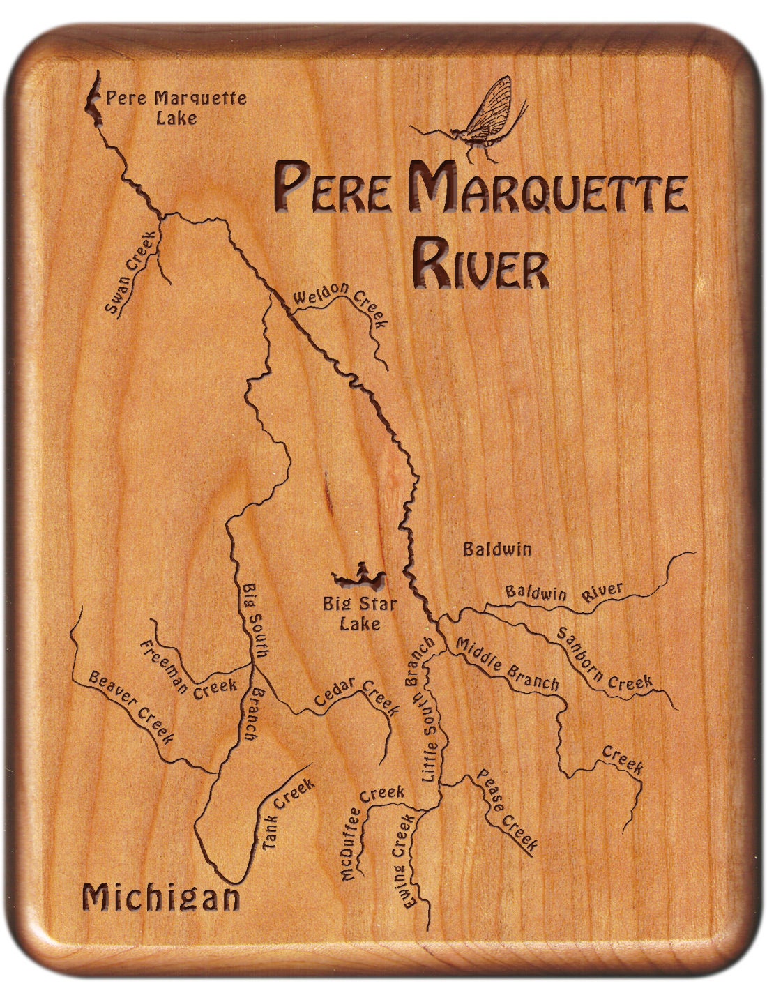 Pere Marquette River Fishing Map Pere Marquette River Map Fly Box Personalized Handcrafted | Etsy