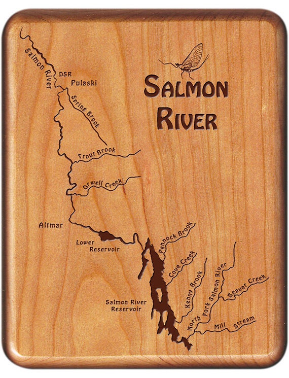 SALMON RIVER Map Fly Fishing Box Pulaski, NY Personalized