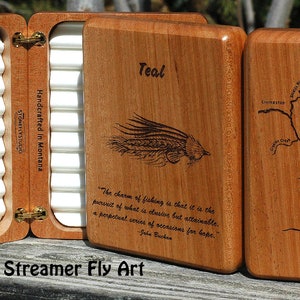 HANDCRAFTED FLY FISHING Box Personalized. Includes an Original Pre-Designed River Map, Name, Inscription,Art. Custom Laser Engraved Gift usa image 7