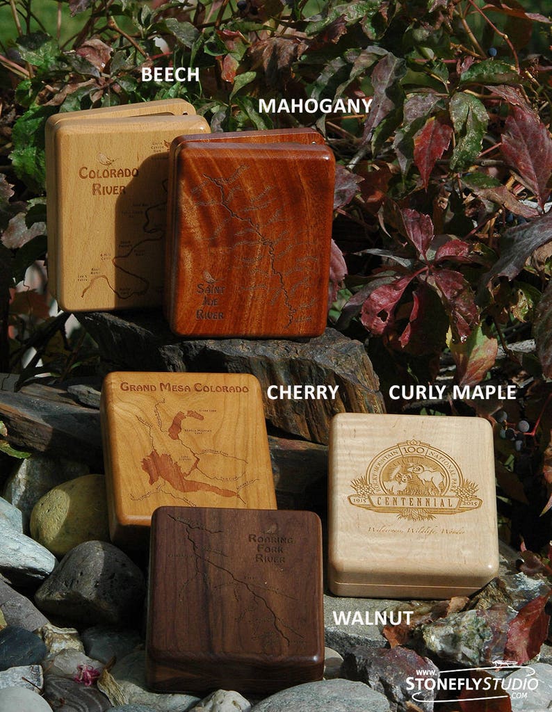 HAT CREEK River Map Fly Fishing Fly Box Custom Engraved ...