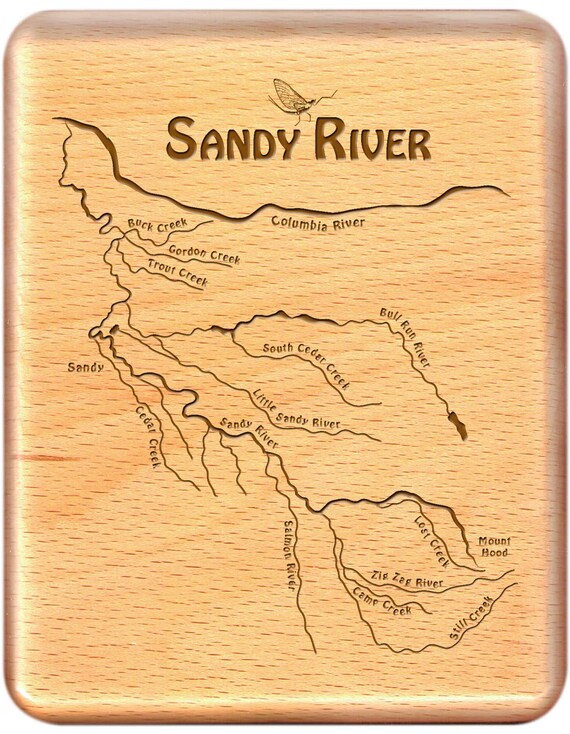 Sandy River Fishing Map Sandy River Map Fly Fishing Fly Box Handcrafted Custom | Etsy