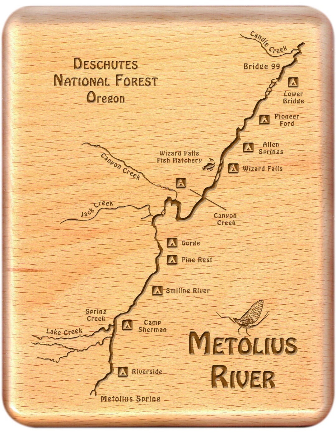 METOLIUS RIVER Map Fly Box. Personalized, Handcrafted, Custom Designed