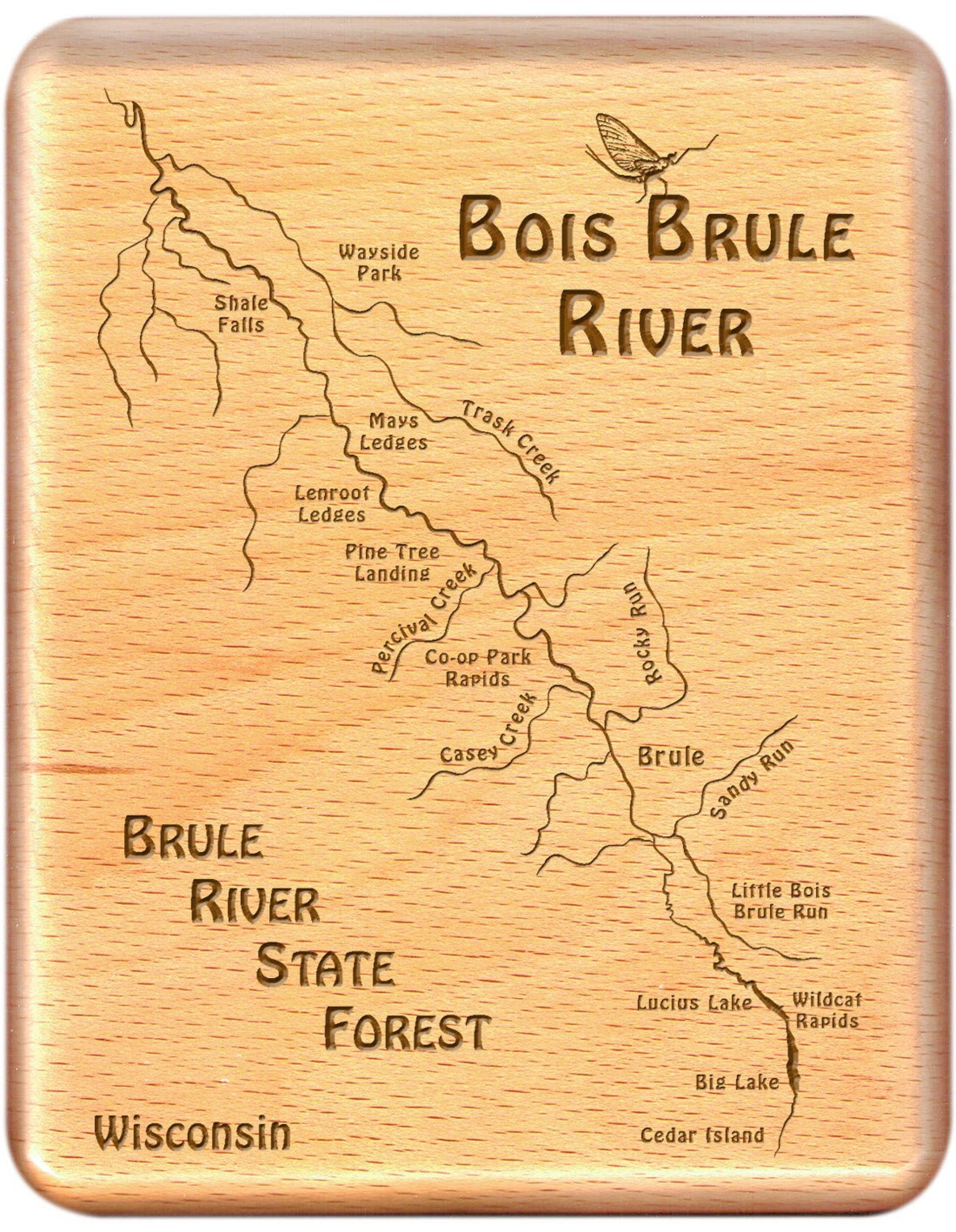 Bois BRULE River Map Fly Box. Personalized Handcrafted Etsy