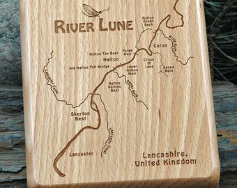 Fly Fishing - RIVER LUNE UK Handcrafted Fly Box, Custom Designed, Laser Engraved.  Back Includes Name, Inscription, Artwork.