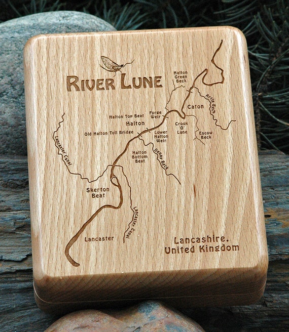 Buy Fly Fishing RIVER LUNE UK Handcrafted Fly Box, Custom Designed, Laser  Engraved. Back Includes Name, Inscription, Artwork. Online in India 