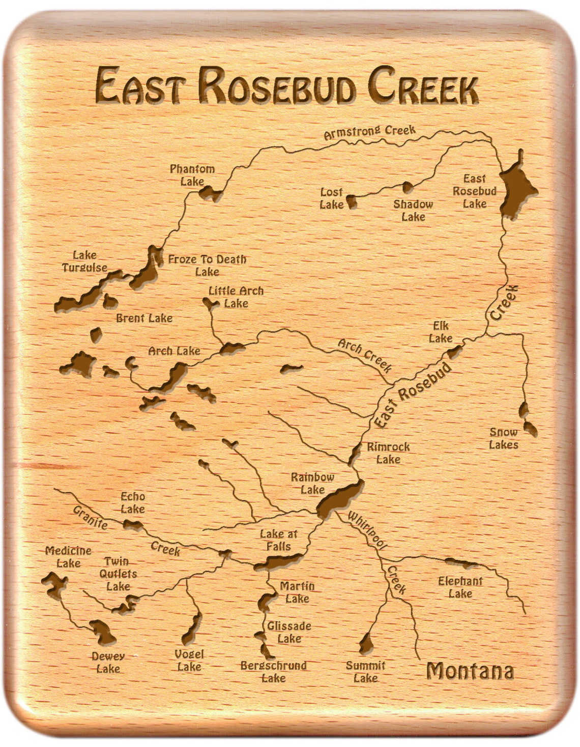East Rosebud Lakes River Map Fly Box Personalized Etsy