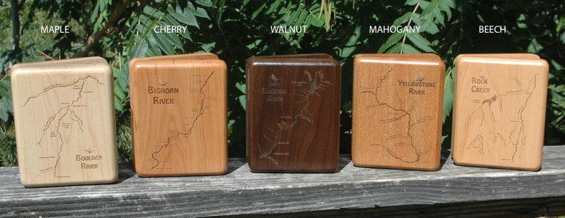 Kinnickinnic River Map Fly Box Handcrafted, Custom Designed, Laser Engraved. Includes Name, Inscription, Artwork. Fly Fishing Wisconsin. image 8