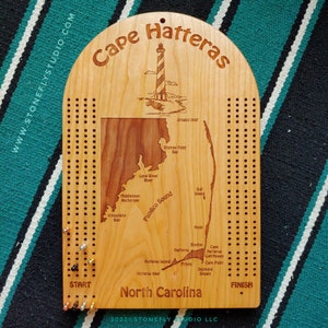 CRIBBAGE BOARD Personalized: Choose Your River Map, Art, Name & Inscription. Custom Laser Engraved Gift, Cherry Wood. 500 Map Choices. USA image 2