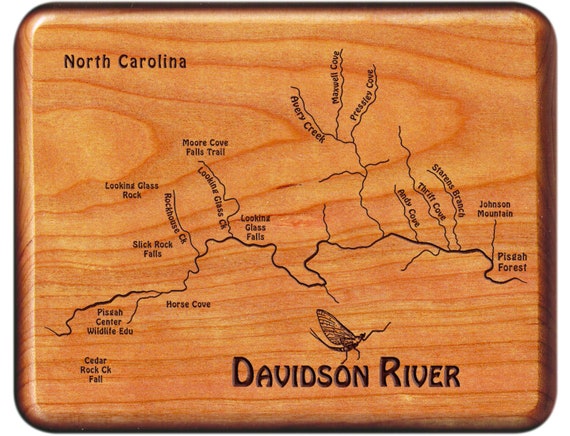 Davidson River Fishing Map Davidson River Map Fly Box. Personalized Handcrafted Custom | Etsy