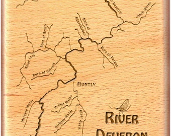 RIVER DEVERON SCOTLAND River Map Fly Fishing Fly Box - Custom Engraved and Personalized With Name, Inscription, and Choice of Artwork