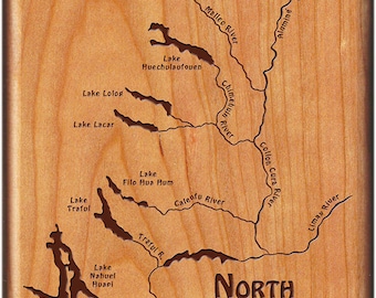 NORTH PATAGONIA RIVERS Map Fly Box - Handcrafted, Custom Engraved with Personal Name, Inscription, and Artwork. Fly Fishing Argentina.