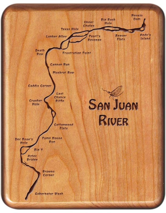 San Juan River Fishing Map San Juan River Map Fly Fishing Box Personalized - Etsy India