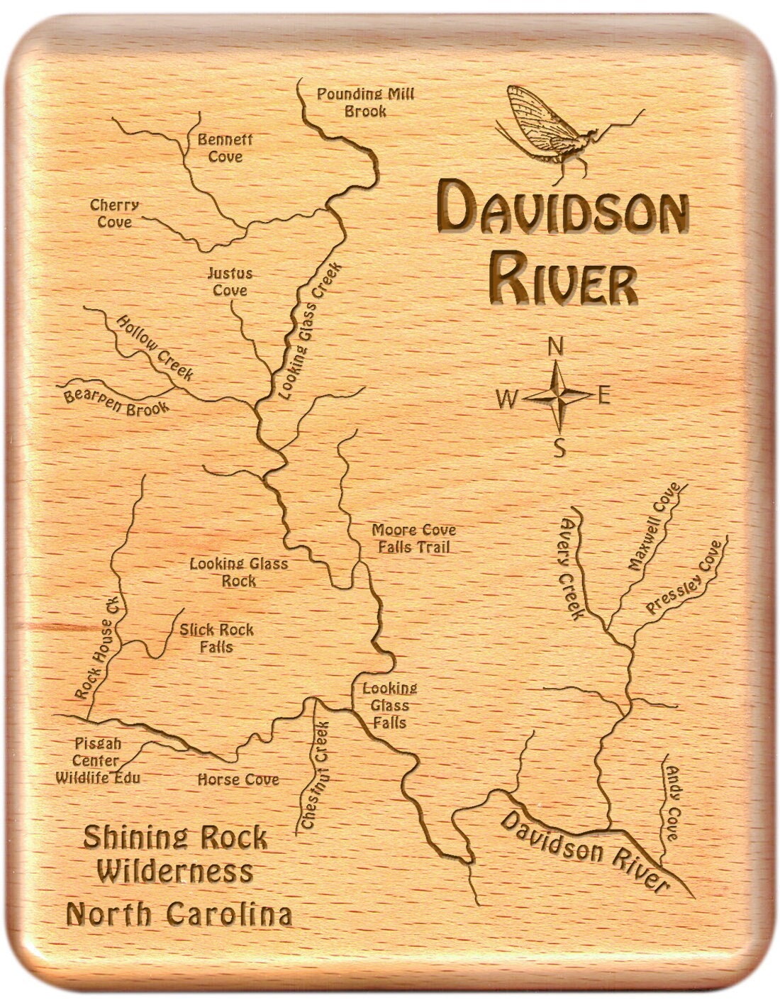 Davidson River Fishing Map Davidson River Shining Rock Map Fly Box. Personalized | Etsy