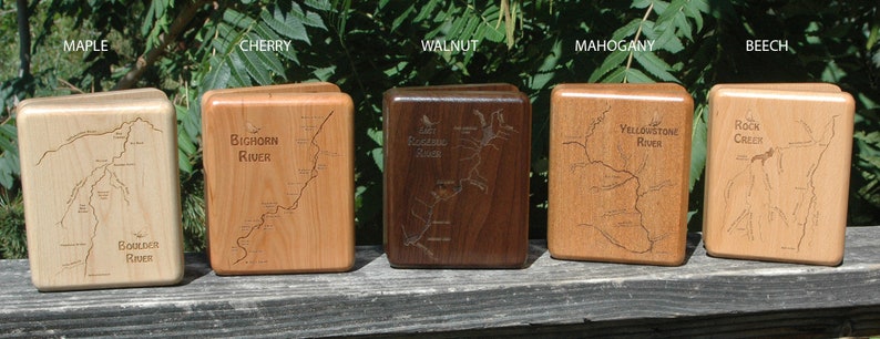 River Map Fly Box HENRYS LAKE Handcrafted, Custom Designed, Laser Engraved. Includes Name, Inscription, Artwork. Fly Fishing Idaho. image 7