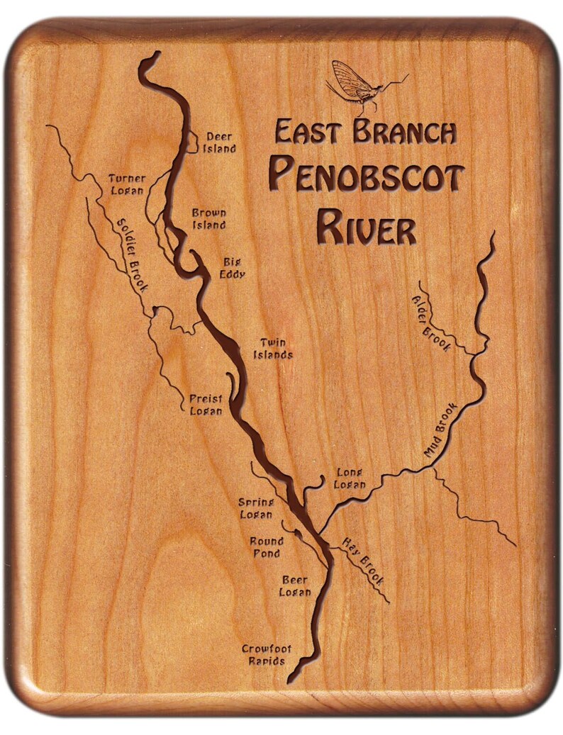 Penobscot River East Branch River Map Fly Box Custom Etsy