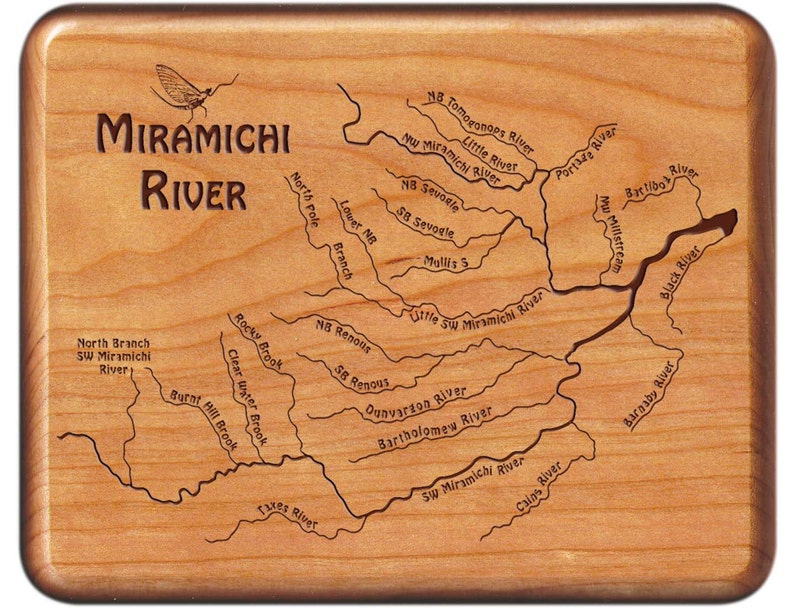 MIRAMICHI RIVERS MAP Fly Box Custom Designed Laser Etsy