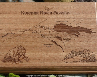 RIVER MAP PLAQUES– 12x16 or 12x18, Personalized, Handcrafted Gift, Custom Designed, Laser Engraved. Choice of Pre-designed Lake or River Map