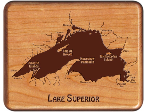 Buy LAKE SUPERIOR River Map Fly Box. Personalized, Handcrafted, Laser  Engraved Gift. Includes Name, Inscription, Art. Fly Fishing Great Lakes  Online in India 