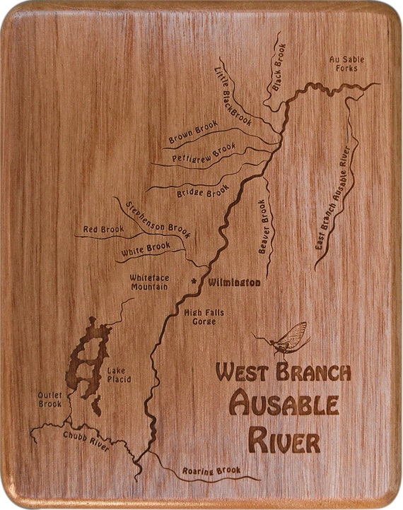 West Branch Ausable River Fishing Map West Branch Ausable River Map Fly Fishing Fly Box New York | Etsy