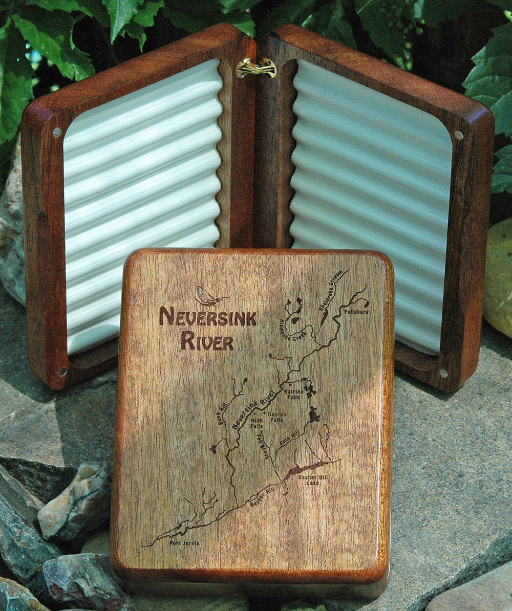 NEVERSINK RIVER MAP Fly Box - Fly Fishing New York. Handcrafted, Custom ...