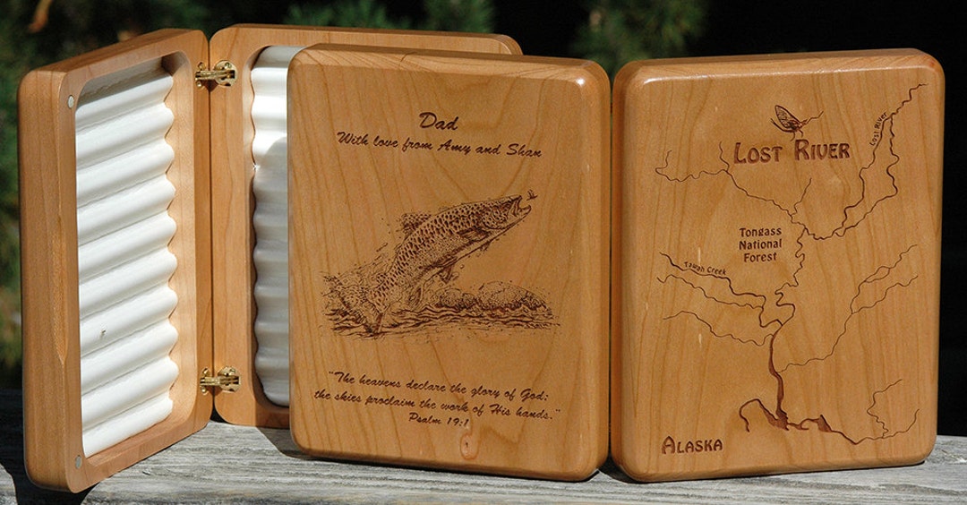 LOST RIVER MAP Fly Box Fly Fishing Alaska Handcrafted, Custom