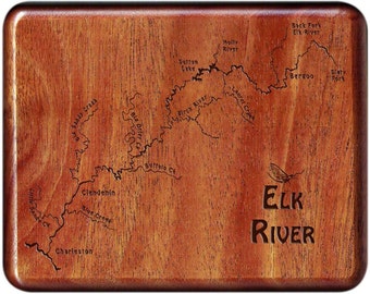 ELK RIVER MAP Fly Fishing Fly Box - Custom Engraved and Personalized With Name, Inscription, and Choice of Artwork. W Virginia.