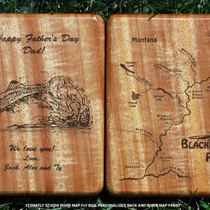 PERSONALIZED FLY BOX Fishing Gift. Choose Your River, Art, Name, Inscription. Over 500 River Map Choices. Handcrafted, Custom Laser Engraved image 4