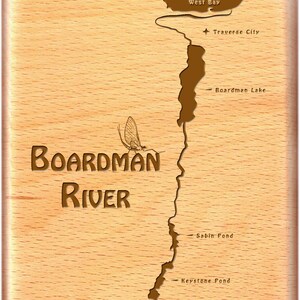 BOARDMAN RIVER MAP Fly Fishing Box Custom Engraved and Personalized With Name, Inscription, and Choice of Artwork. Fly Fishing Michigan. image 1