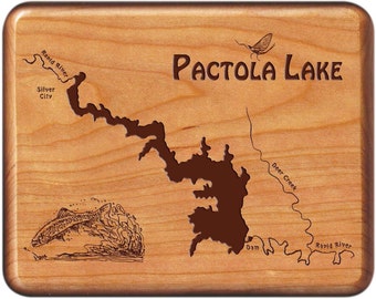 River Map Fly Box-PACTOLA LAKE- Handcrafted, Custom Designed, Laser Engraved. Includes Name, Inscription,Artwork. Fly Fishing Black Hills SD