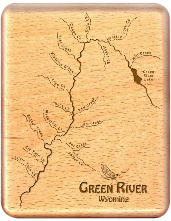 GREEN RIVER, Upper River Map Fly Box Handcrafted, Custom Designed