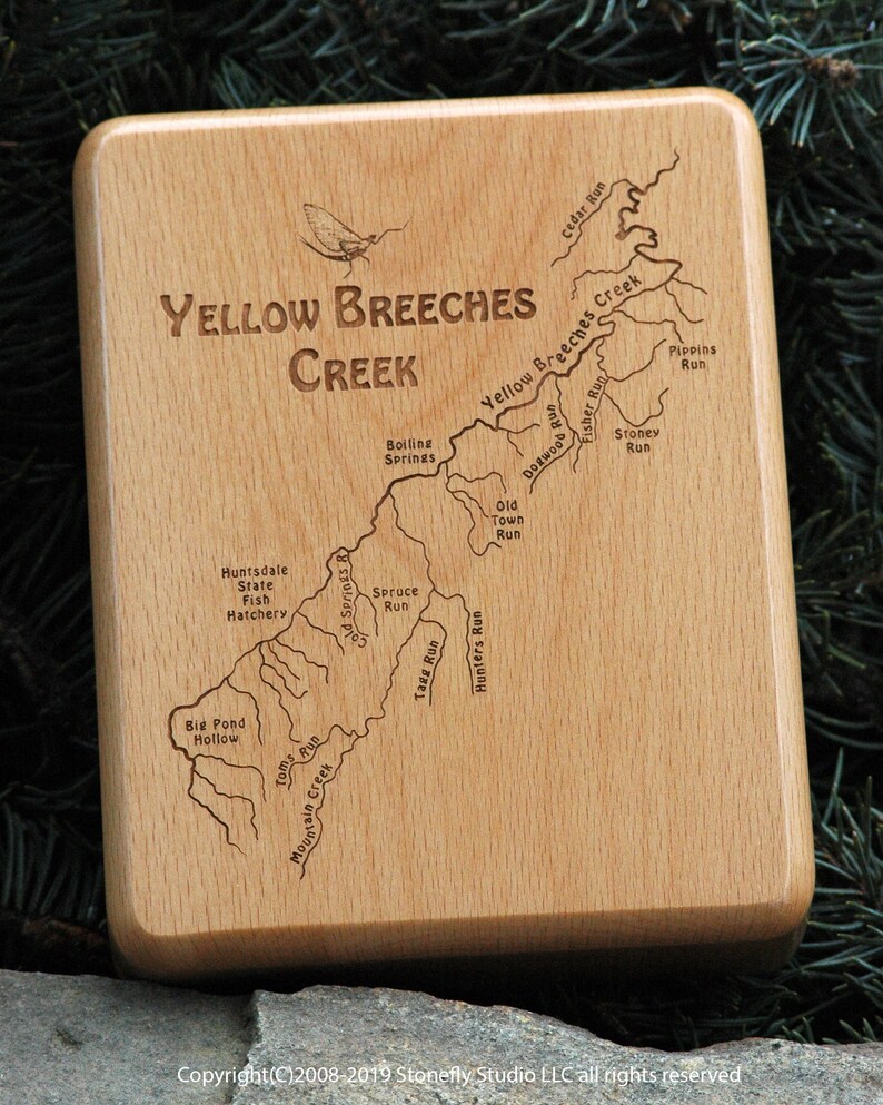 YELLOW BREECHES Creek River Map Fly Box Personalized Custom Etsy